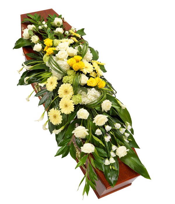 Yellow and White Coffin Sprays