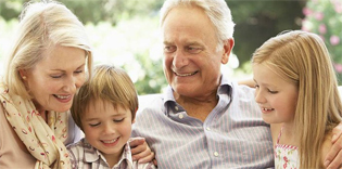 old couple with grand children